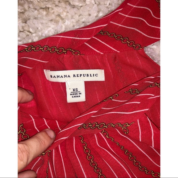 Banana Republic Tie Neck Red Sleeveless Blouse - Picture 10 of 11